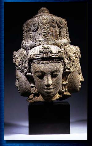 An ancient relic depicting catur-mukha (four faced) Lord Brahma, the demiurge of this universe. All vedic knowledge was first imparted to Lord Brahma by Lord Krsna including Jyotish.