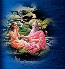 Maitreya Rishi instructs Vidura on the banks of the Ganga. Image copyright: The Bhaktivedanta Book Trust -- www.Krishna.com