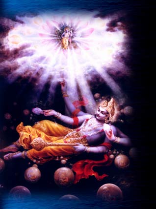 Mahavisnu is inspired to create the material universes by Lord Krsna Image copyright: The Bhaktivedanta Book Trust -- www.Krishna.com