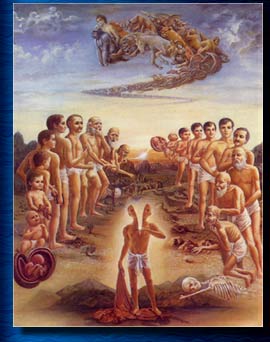 Existence in the ephemeral material world is an endless cycle of repeated birth and death in various species of life. Jyotish can help in our spiritual journey and aid us to escape from the material world of death.  Image opyright: The Bhaktivedanta Book Trust -- www.Krishna.com