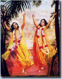 The two transcendental brothers Guara-Nitai dance in ecstasy. Image copyright: The Bhaktivedanta Book Trust--www.Krishna.com
